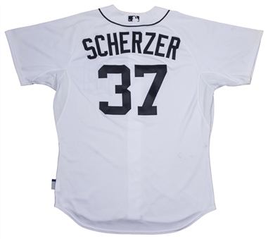 2012 Max Scherzer Game Used Detroit Tigers Home Jersey Worn on 8/26/2012 Vs Angels For His 50th Win (MLB Authenticated)